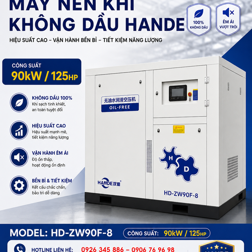 Máy Nén Khí Không Dầu Hande 125hp 