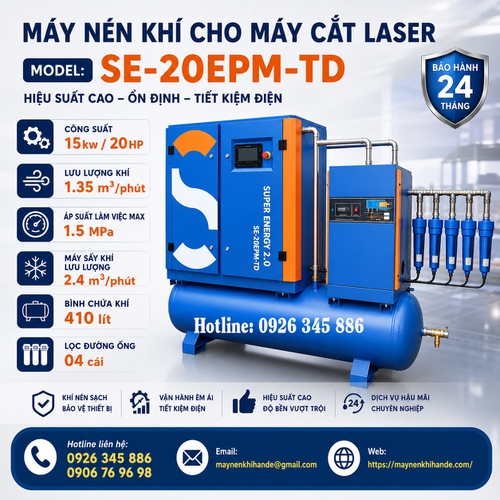 Máy Nén Khí Dùng Cho Máy Cắt Laser 15kw 