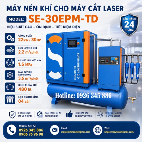 Máy Nén Khí Dùng Cho Máy Cắt Laser 22kw 