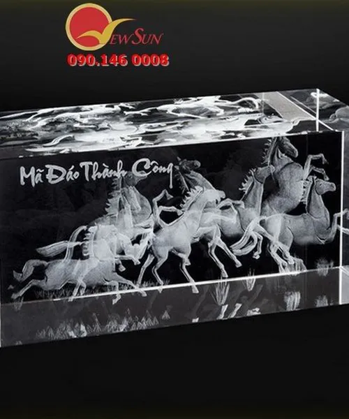 Pha Lê  Phong Thủy Mã Đáo Thành Công - Làm pha lê 3D