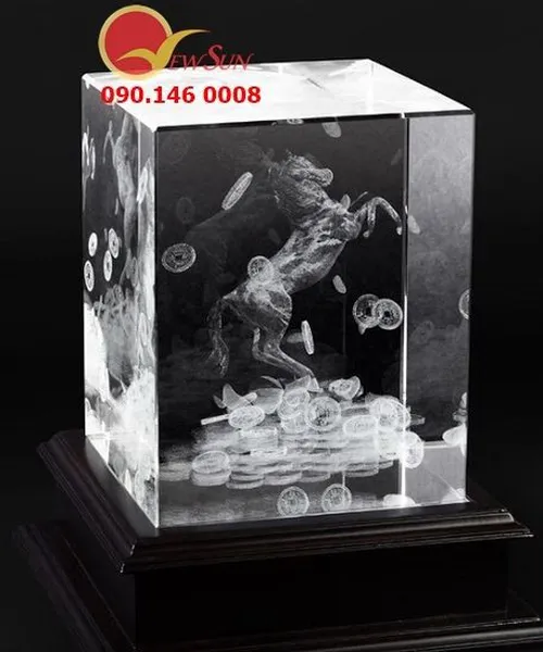 Pha Lê  Phong Thủy Lộc Phi Mã - Quà tặng pha lê 3d. pha lê 2d, Nhận làm lẻ