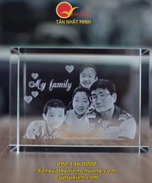 Pha lê Khối chữ nhật 10x10x15cm ( Size Trung)- Khắc pha lê 3D, 2D