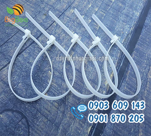 Dây rút nhựa trắng tháo mở được 3 tấc 8 li giá tốt