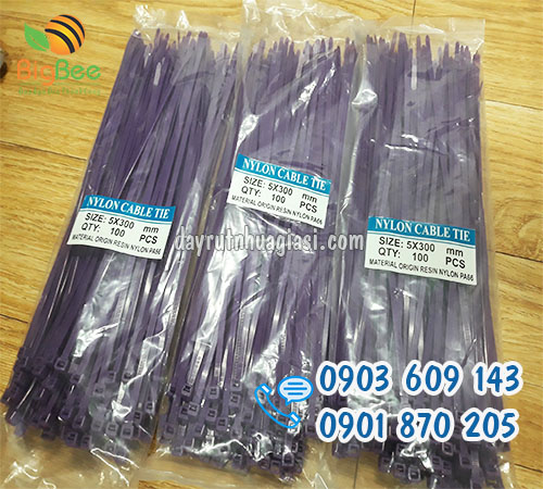 Dây thít nhựa 30cm (3 tấc) tím giá sỉ rẻ