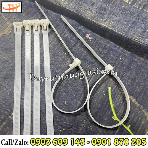 Dây rút nhựa trắng tháo mở được Dây rút nhựa trắng tháo mở được