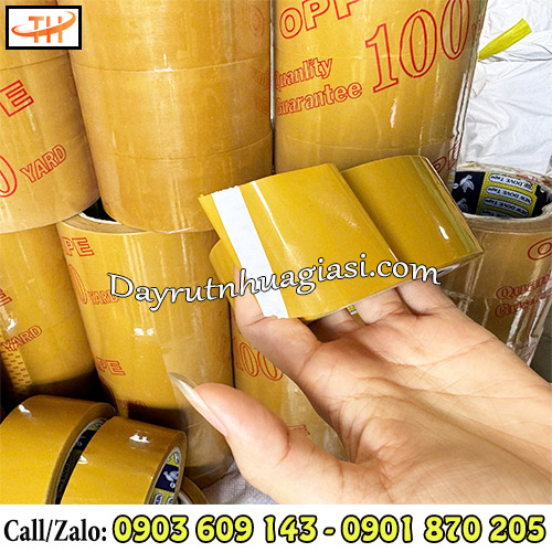 Băng keo dán thùng màu vàng đục Băng keo dán thùng màu vàng đục