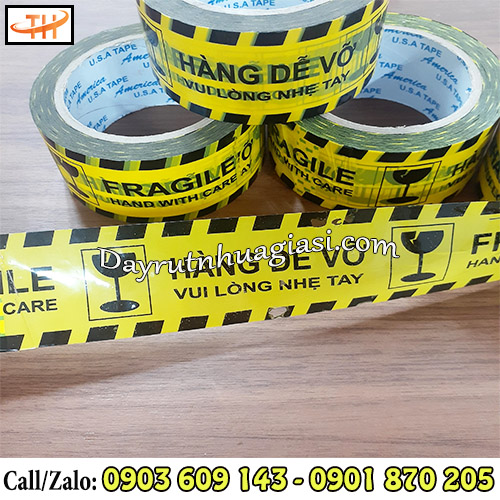 Băng keo hàng dễ vỡ nền vàng  Băng keo hàng dễ vỡ nền vàng