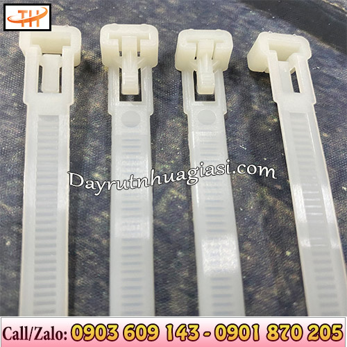 Dây rút nhựa trắng tháo mở được Dây rút nhựa trắng tháo mở được