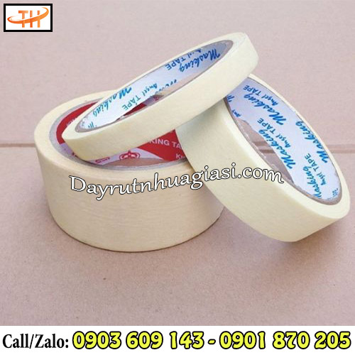 Băng keo giấy màu vàng đa dạng kích cỡ Băng keo giấy màu vàng đa dạng kích cỡ