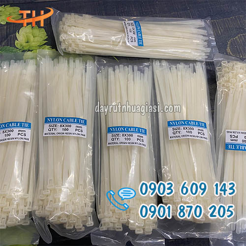 Bán giá sỉ rẻ dây thít nhựa trắng 3 tấc 8 li (8x300mm)