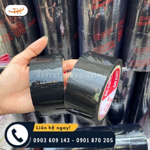 Băng keo OPP màu đen 48mm với độ dính cực cao Băng keo OPP màu đen 48mm với độ dính cực cao