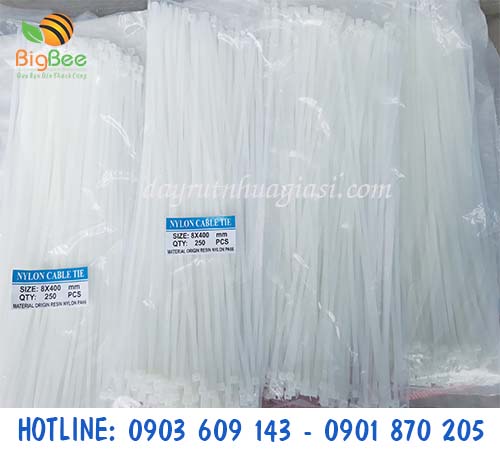 Dây lạt nhựa 8x400mm màu trắng giá rẻ