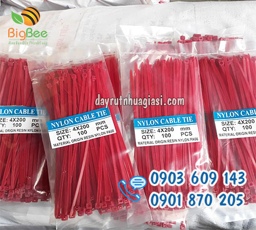 Dây lạt nhựa đỏ 4x200 mm giá sỉ ưu đãi
