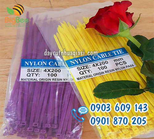 Dây lạt nhựa tím, vàng 4x200 mm giá rẻ siêu ưu đãi