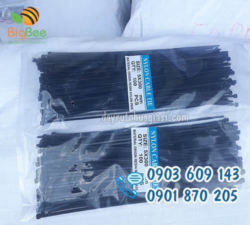 Dây rút nhựa 5x300mm màu đen, 100 sợi/bịch uy tín tại TP.HCM