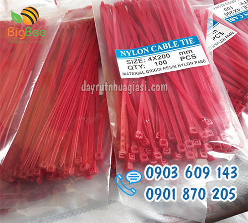 Dây rút nhựa 4x200mm màu đỏ công ty cung cấp uy tín