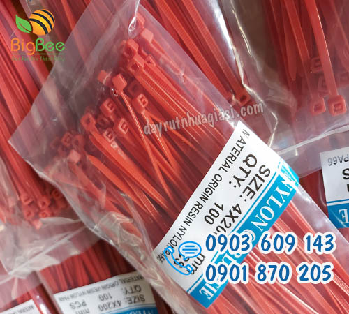Dây rút nhựa đỏ 2 tấc 4 li 100 sợi/bịch giá rẻ