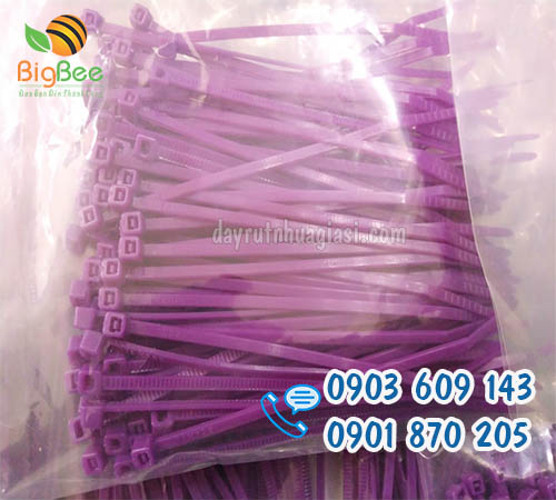 Dây rút nhựa 10cm (1 tấc) màu tím sỉ rẻ