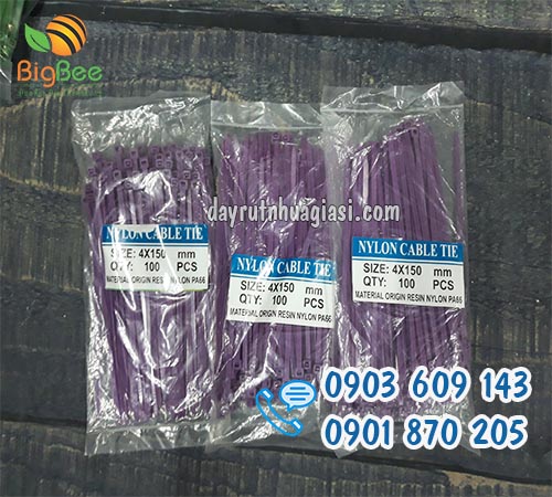 Dây rút nhựa 15cm màu tím giá rẻ tại TP.HCM