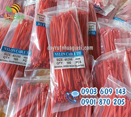 Dây rút nhựa 2 tấc màu đỏ giá sỉ tại TP.HCM