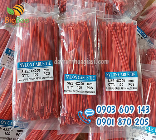 Dây rút nhựa 2 tấc màu đỏ giá sỉ ưu đãi