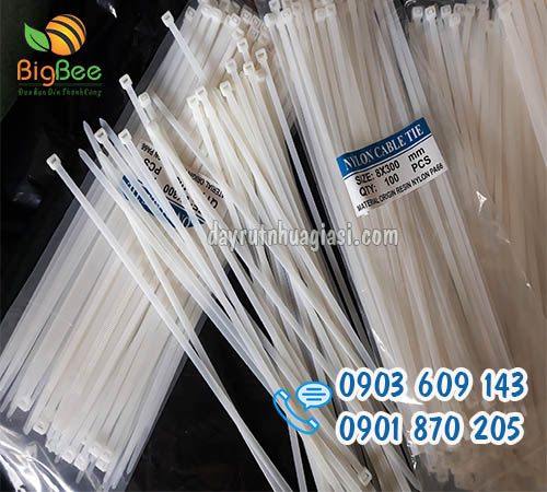 Dây rút nhựa 3 tấc 8 li màu trắng giá sỉ tại TP.HCM