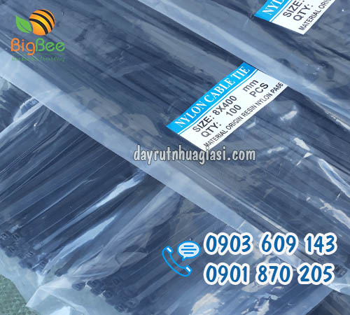 Dây rút nhựa 8x400mm 100 sợi/bịch giá sỉ rẻ