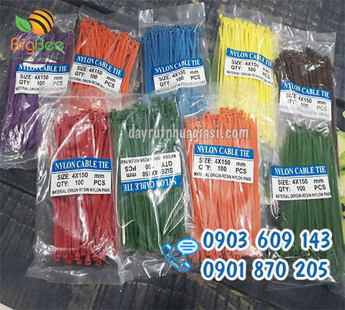 Dây rút nhựa màu 1.5 tấc (15cm) 100 sợi/bịch sỉ rẻ