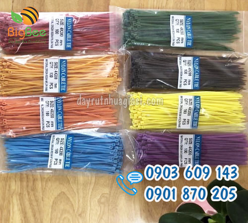 Dây rút nhựa đủ màu 20cm (2 tấc) bán sỉ giá rẻ tại TP.HCM