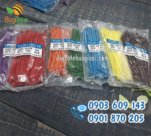 Dây rút nhựa màu 1.5 tấc 9 màu giá bán sỉ