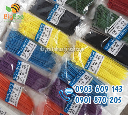 Dây rút nhựa màu cột, buộc, đánh dấu gà, vịt giá rẻ tại Bình Tân, HCM