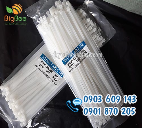 Dây rút nhựa màu trắng 8x300mm giá rè