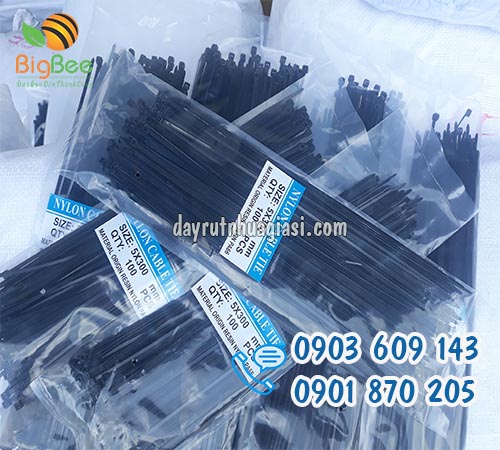 Dây rút nhựa đen 5x300mm (3 tấc 5 li) giá bán tại TP.HCM