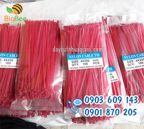Dây rút nhựa màu đỏ 100 sợi 4x200mm sỉ rẻ