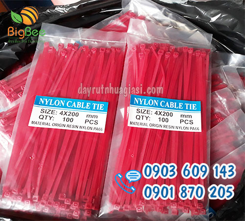 Giá sỉ rẻ dây rút nhựa đỏ 20cm (2 tấc)