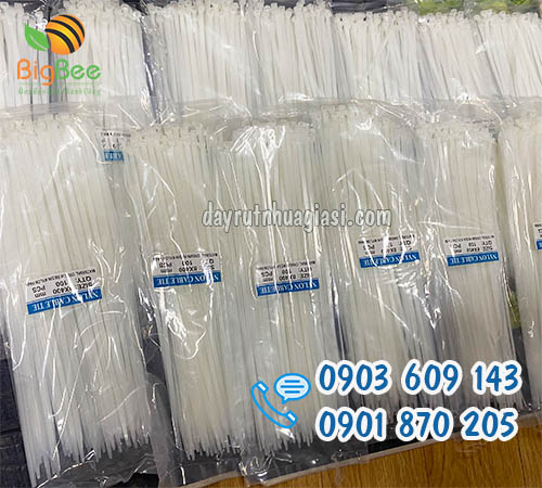 Dây rút nhựa trắng 8x400mm (4 tấc 8 li) siêu rẻ tại xưởng
