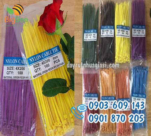 Dây rút nhựa màu 2 tấc 4 li giá sỉ rẻ
