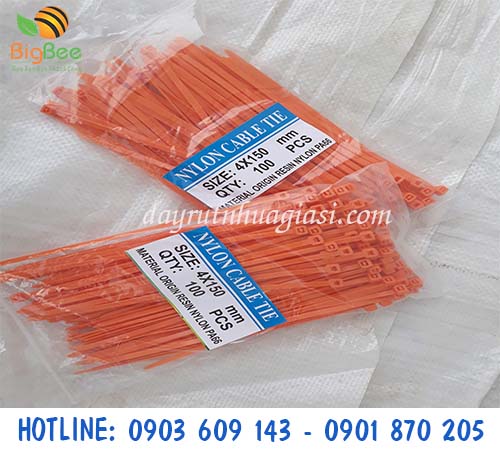 Bán dây rút nhựa màu cam 15 cm tại Long An