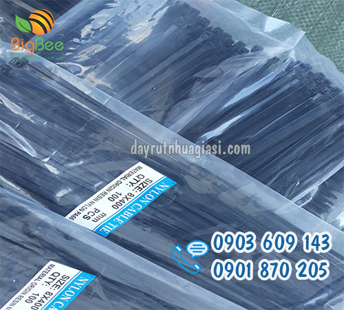 Dây rút nhựa màu đen 4 tấc 8 li giá rẻ