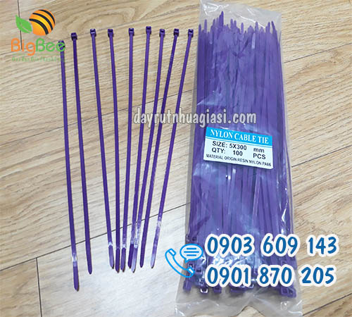 Dây rút nhựa màu tím 3 tấc 5 li (5x300mm) giá tốt nhất TP.HCM