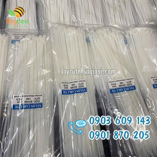 Dây rút nhựa đen 8x400mm 100 sợi/bịch giá sỉ rẻ