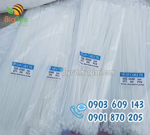 Dây rút nhựa 40 cm (4 tấc) 8li màu trắng giá rẻ