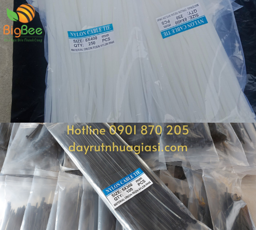 Dây rút nhựa trắng và đen đủ kích thước từ 1 tấc đến 5 tấc