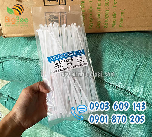 Dây rút nhựa 4x200mm màu trắng uy tín tại miền Nam