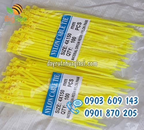 Dây rút nhựa 15cm màu vàng sỉ rẻ tại TP.HCM