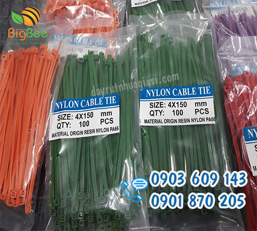 Dây rút nhựa xanh rêu 1.5 tấc 4 li 100 sợi/bịch giá sỉ rẻ