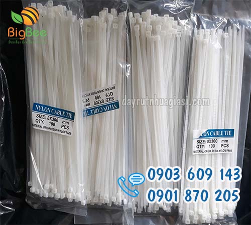 Dây thít nhựa màu trắng 3 tấc giá sỉ rẻ toàn quốc