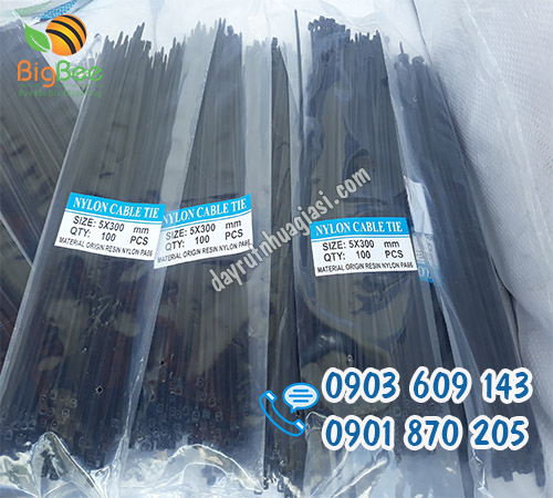 Dây rút nhựa màu đen 3 tấc 5 li (5x300mm) giá sỉ