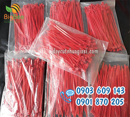 Dây thít nhựa đỏ 10cm (1 tấc) giá rẻ