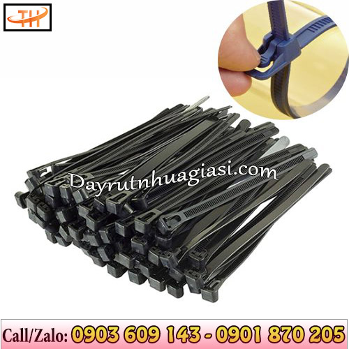 Dây thít nhựa tháo mở được màu đen Dây thít nhựa tháo mở được màu đen